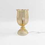 Archimede Seguso Handmade Murano Glass Table Lamp Gold Italian Art Deco 1980s