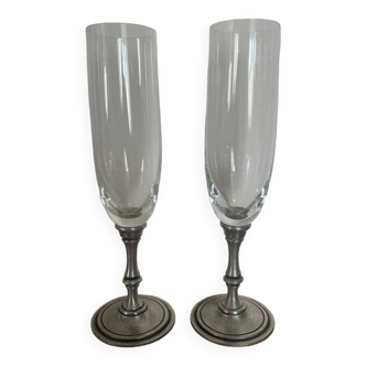 Two crystal champagne glasses