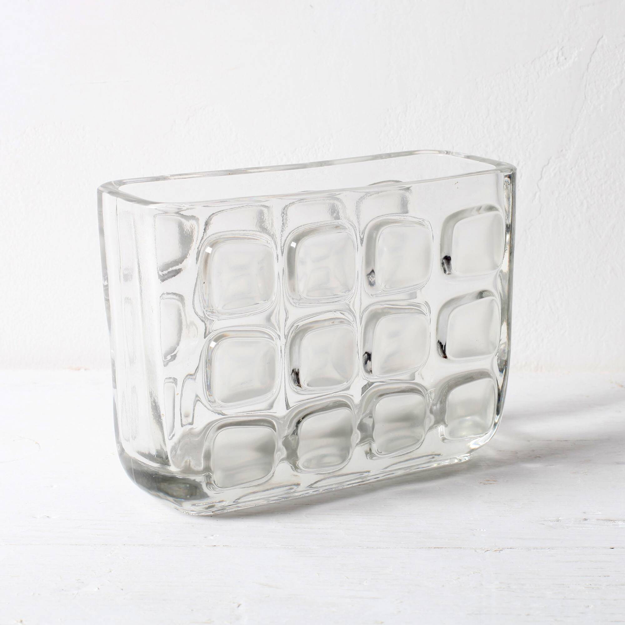 František Vizner Glass Jardinière Vase, Mid-Century Czech Design / 1963
