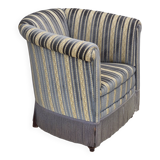 1960s, Danish lounge chair, blue/beige furniture velour, beech wood legs.