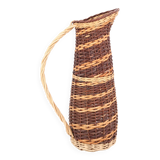 Floor jar vase with wicker handle