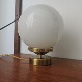 White opaline globe laying lamp