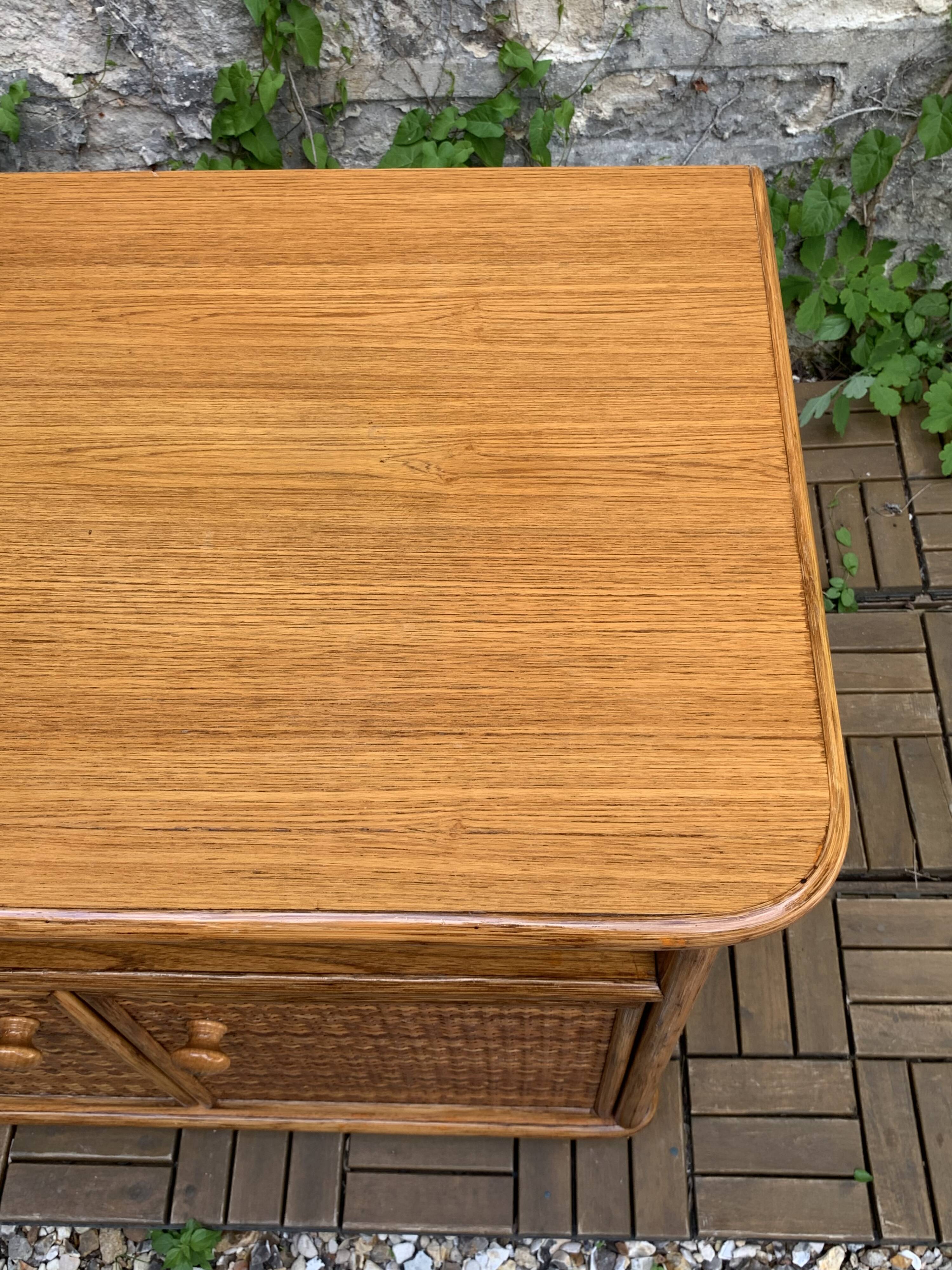 Oak rattan and woven wicker furniture 1980