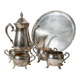 Silver-Plated Vintage Tea Set from England, 1940s: Teapot, Cups & Tray in Silver Metal