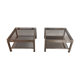 Pair of side tables in brushed steel. Guy Lefèvre for Maison Jansen