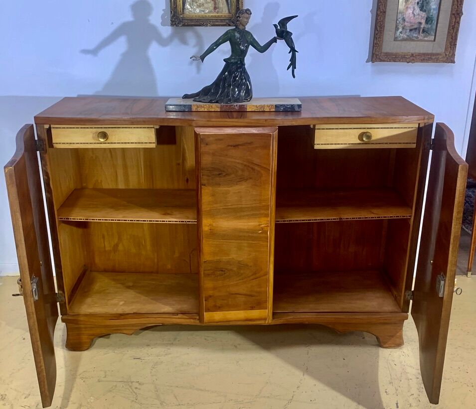 Buffet époque art déco 1920 à décors marqueté de fleurs