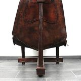 Brutalist oak lounge chair and ottoman, 1970s, set of 2