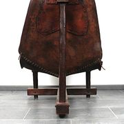 Brutalist oak lounge chair and ottoman, 1970s, set of 2