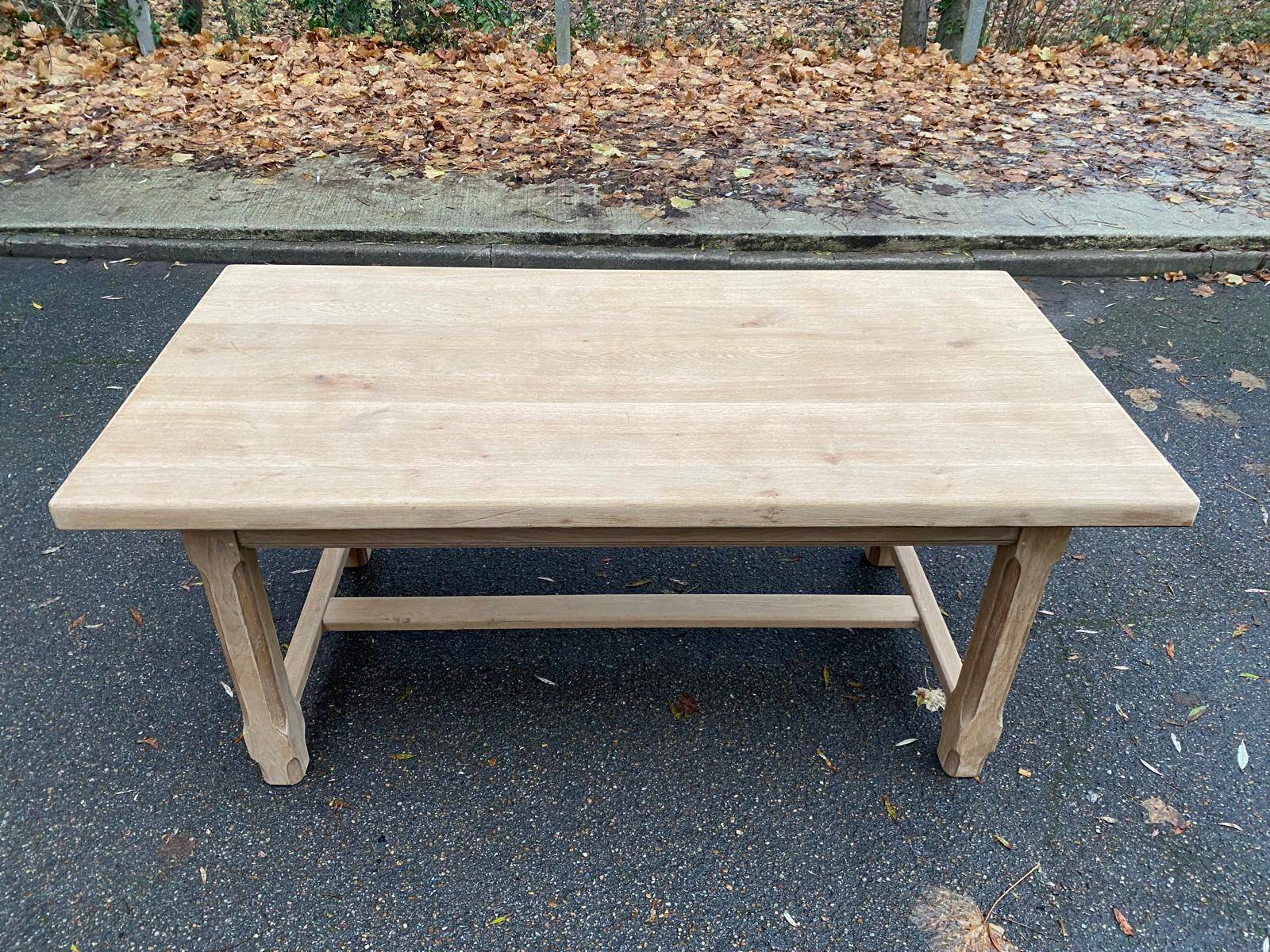 Extendable farmhouse dining table restored in solid oak, 19th century, 180-280cm