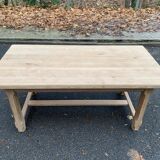 Extendable farmhouse dining table restored in solid oak, 19th century, 180-280cm