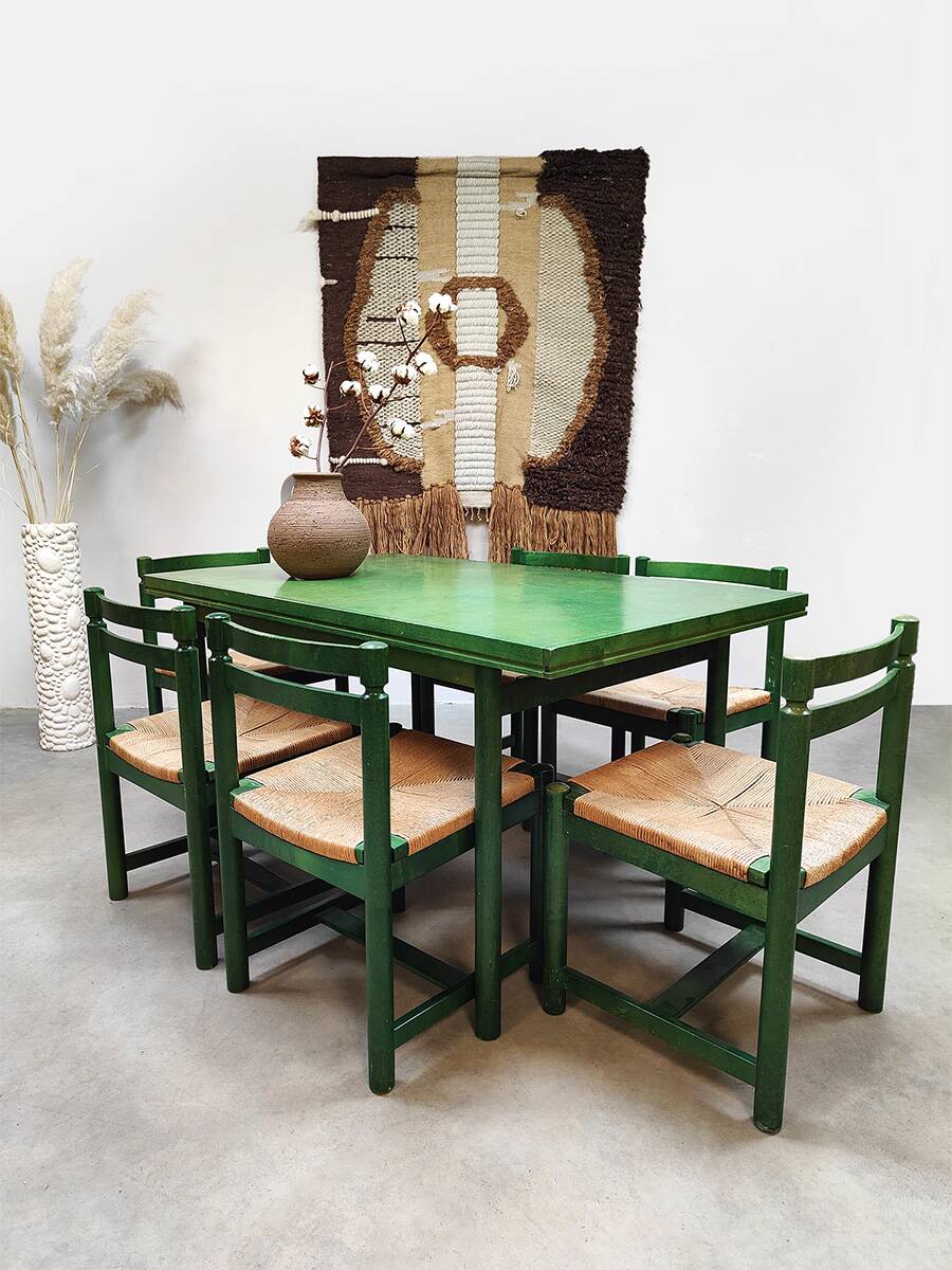 Vintage wooden dining set table & chairs Asko