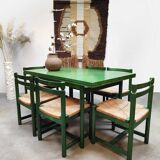 Vintage wooden dining set table & chairs Asko