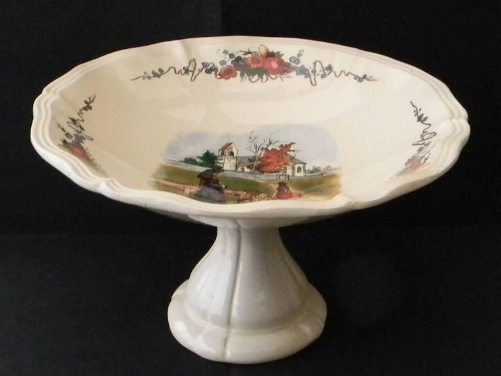 Fruit bowl, earthenware compote dish DIGOIN SARREGUEMINES H. LOUX.