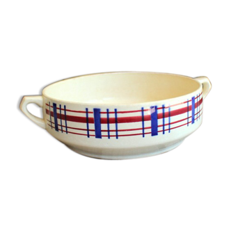 Ancient Ceramic Salad with Handles signed Saint-Amand