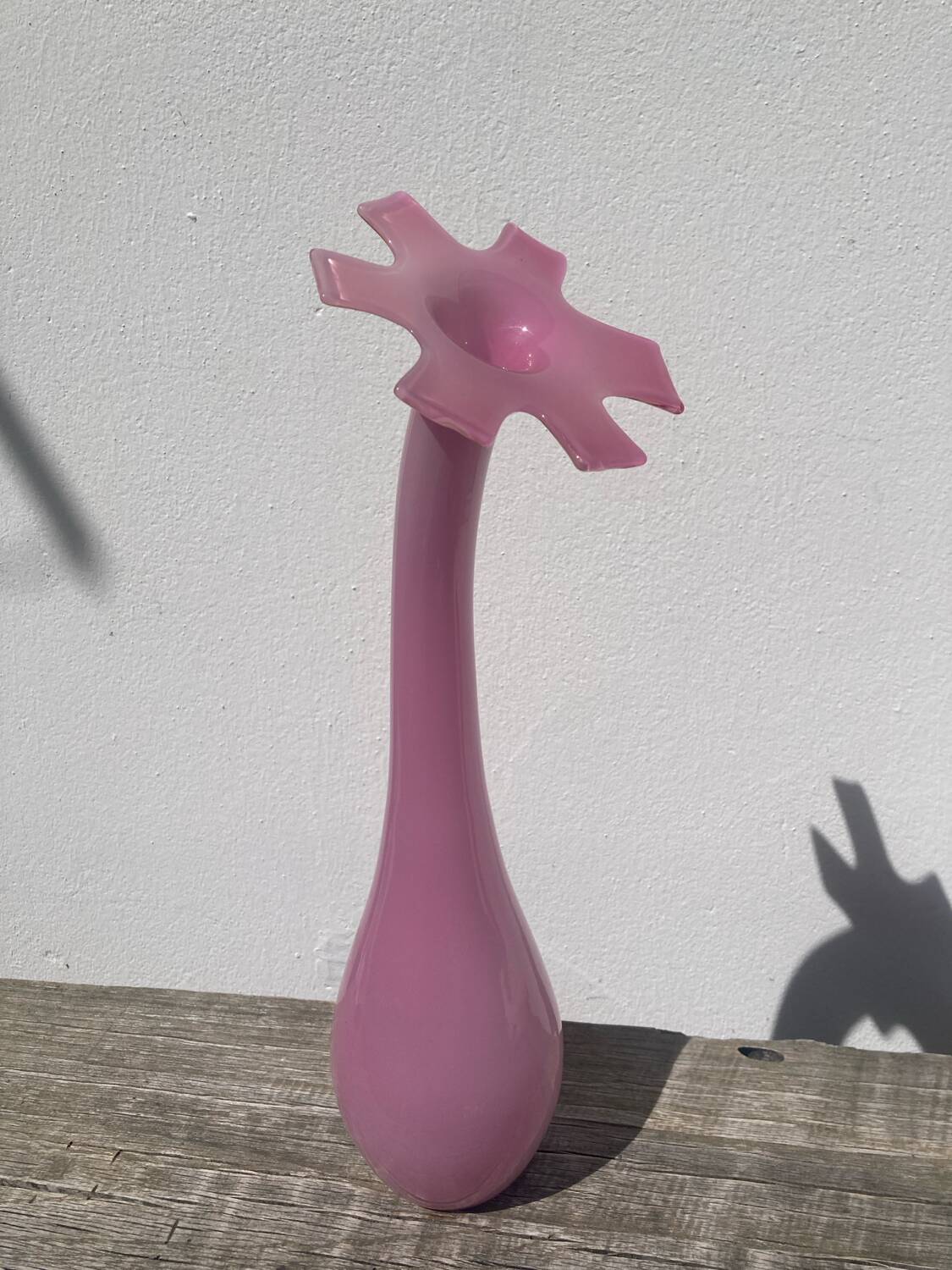 Grand vase fleur opaline rose