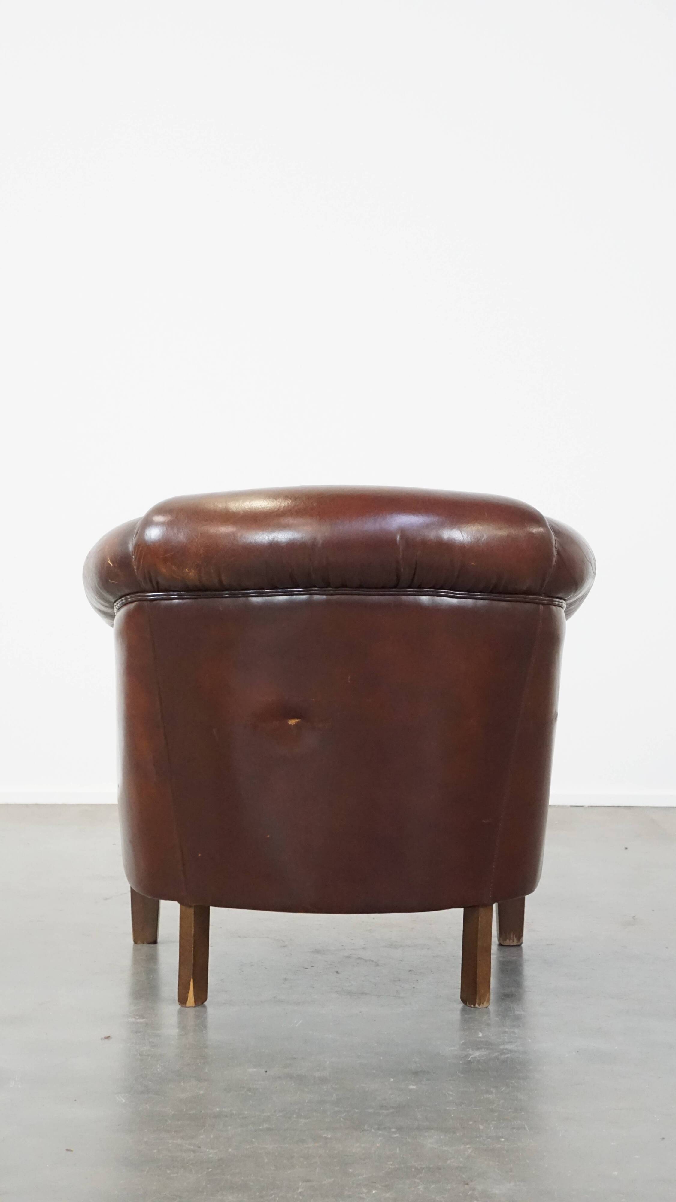 Vintage club armchair made of sheep leather