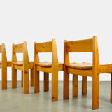 Brutalist pine dining chairs by Ate van Apeldoorn for Houtwerk Hattem, Netherlands 1970s