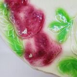 3 old plates in slip decoration strawberries and grapes