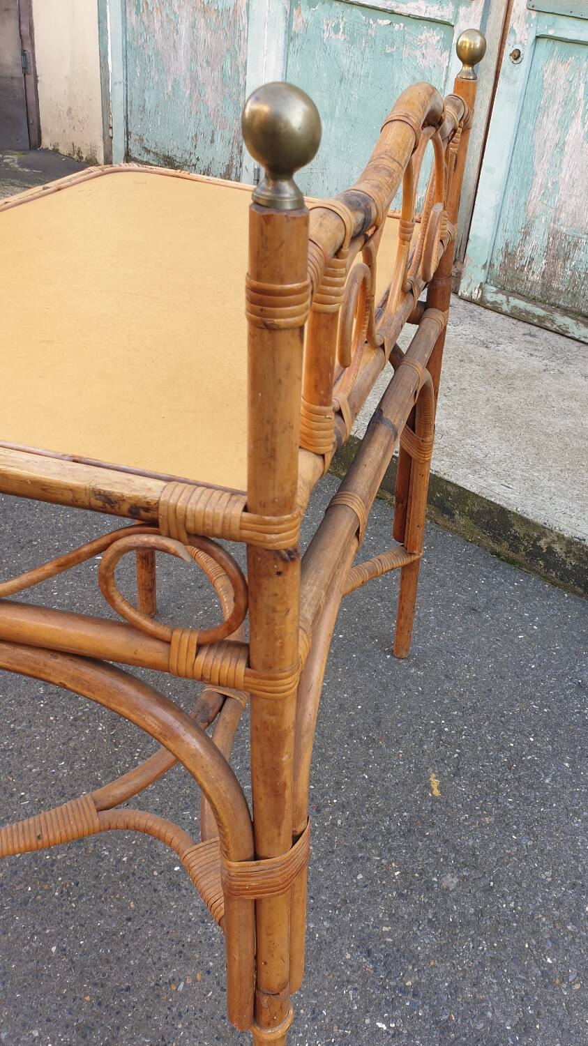 Bamboo and rattan side table, 1950s-1960s