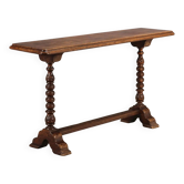 Console ancienne en peuplier peint teinté noyer, Italie, XXe siècle