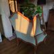 Vintage Louis XV style wing chair, light green velvet