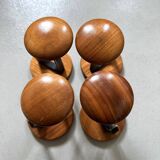 4 Vintage Wooden Coat Hooks, Mid-Century Modern Wall Coat Rack, Retro Style