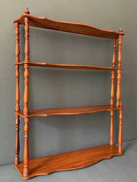 Large old wall shelf in turned wood, Napoleon III / XIXth era
