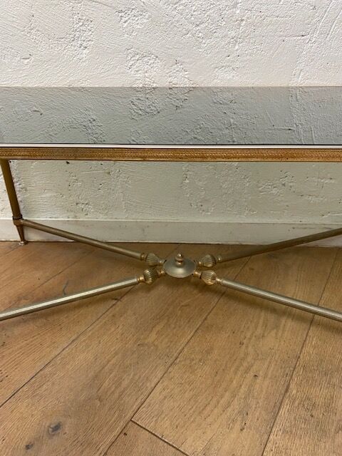Glass and brass coffee table