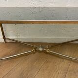 Glass and brass coffee table