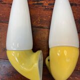 Vintage Bathroom Lamps in Ceramic by Ifö of Sweden with Opaline Shades from the 1960s