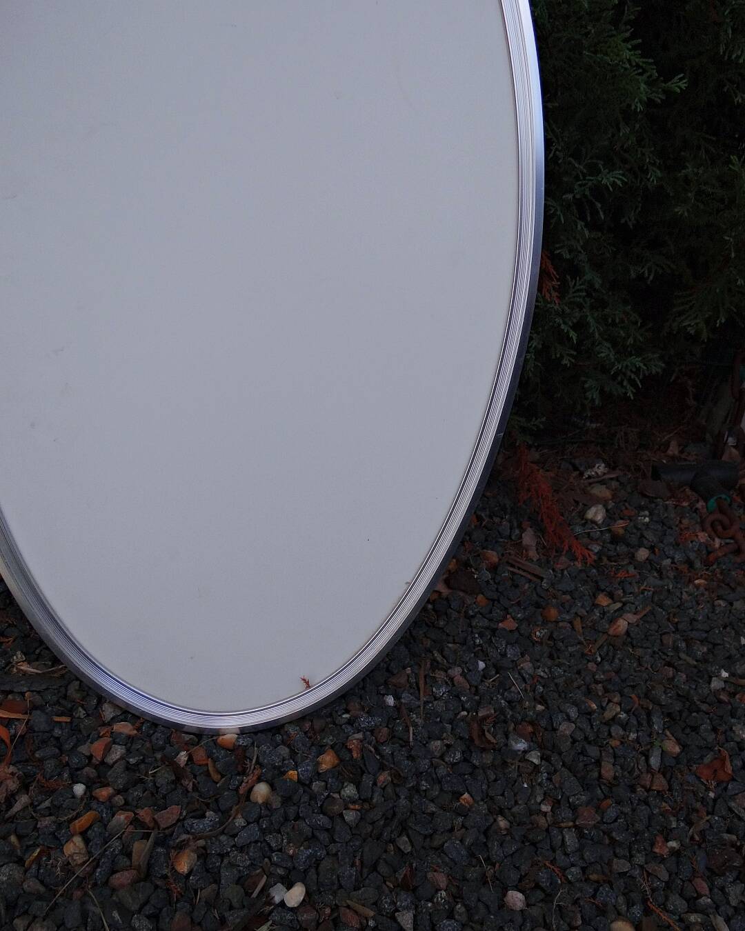 Oval mirror 66x37 Louis XVI style knot in vintage silver metal from the 70s