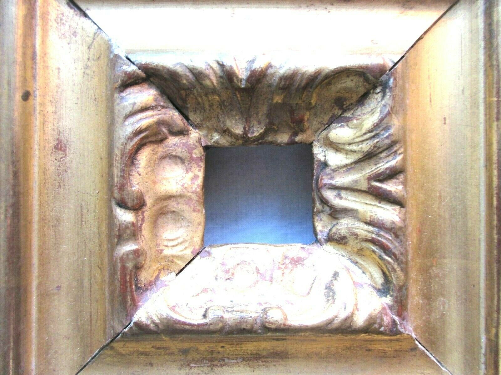late 19th century square frame, small carved wood frame, gilded with gold leaf