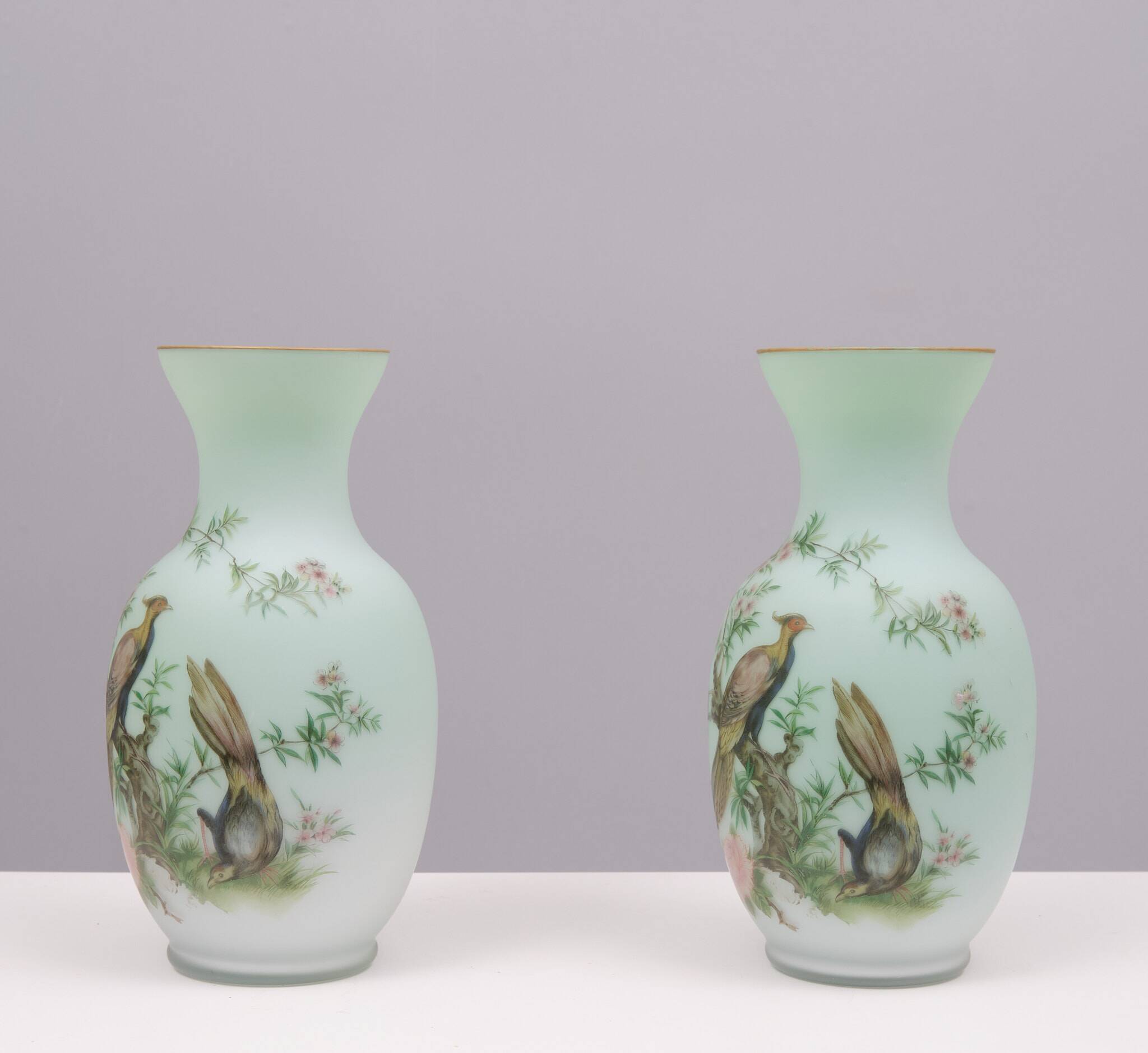 Norleans - Made in Italy - Opaline Glass Hand Painted Vases