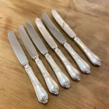 Series of 6 silver metal knives