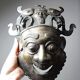 Masque africain en bronze vintage Bamoun, Cameroun
