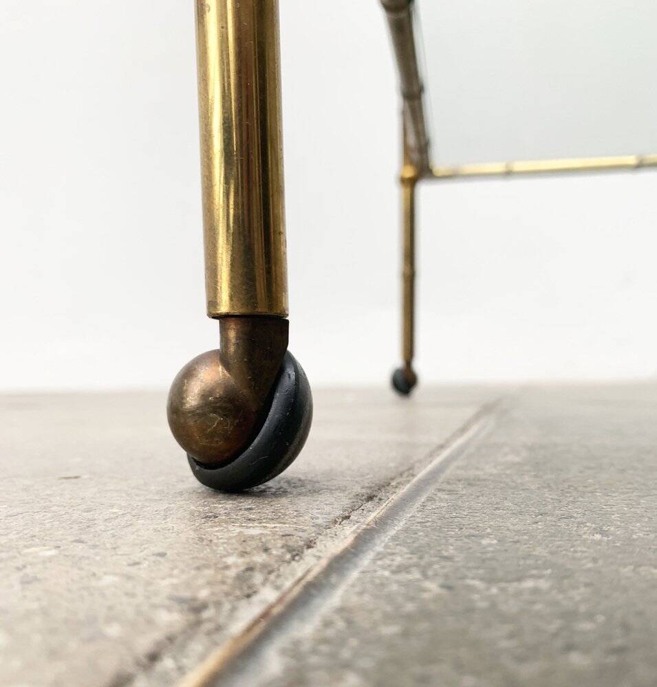 Bamboo imitation brass serving tray in Hollywood Regency style from the mid-century, 1960s.