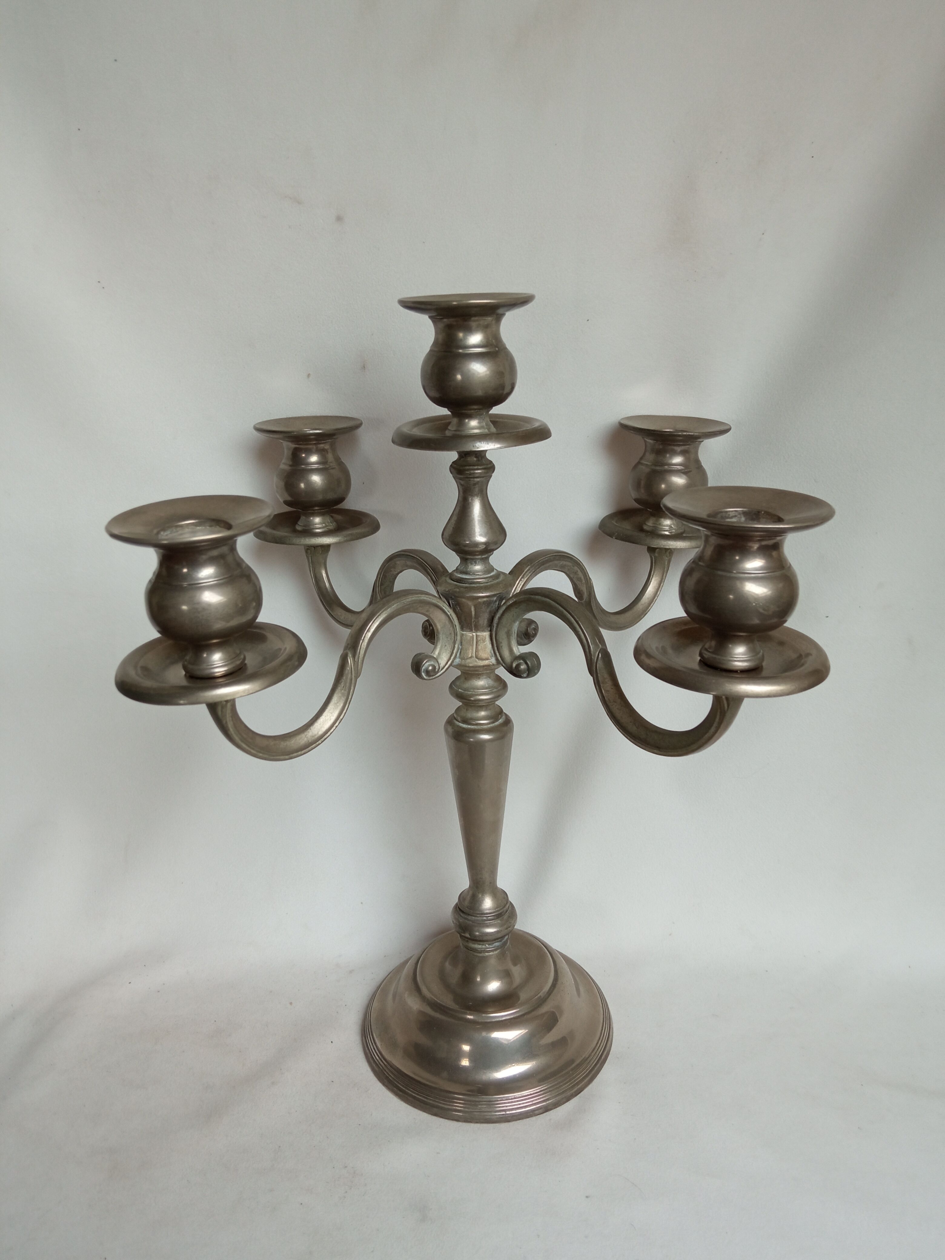 Candle holder 5 lights in silver metal
