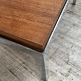 Walnut and modernist chrome coffee table
