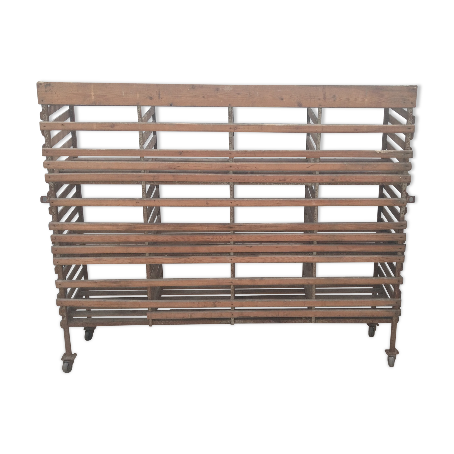 Wooden shelf on wheels