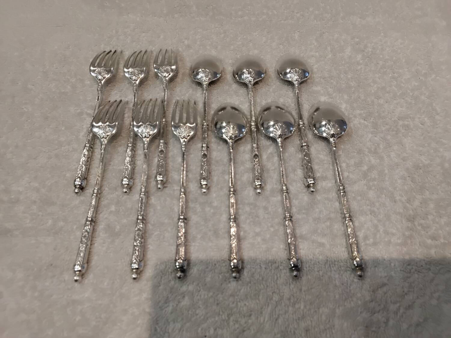 6 lunch forks 6 coffee spoons silver plated metal goldsmith SFAM Russian