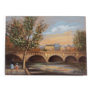 Michel PABOIS: Paris, Pont Neuf, Original oil on canvas signed