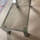 Coffee table design 70s, chrome metal and glass