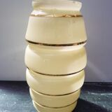 Vase style art déco opaline jaune + dorures vintage