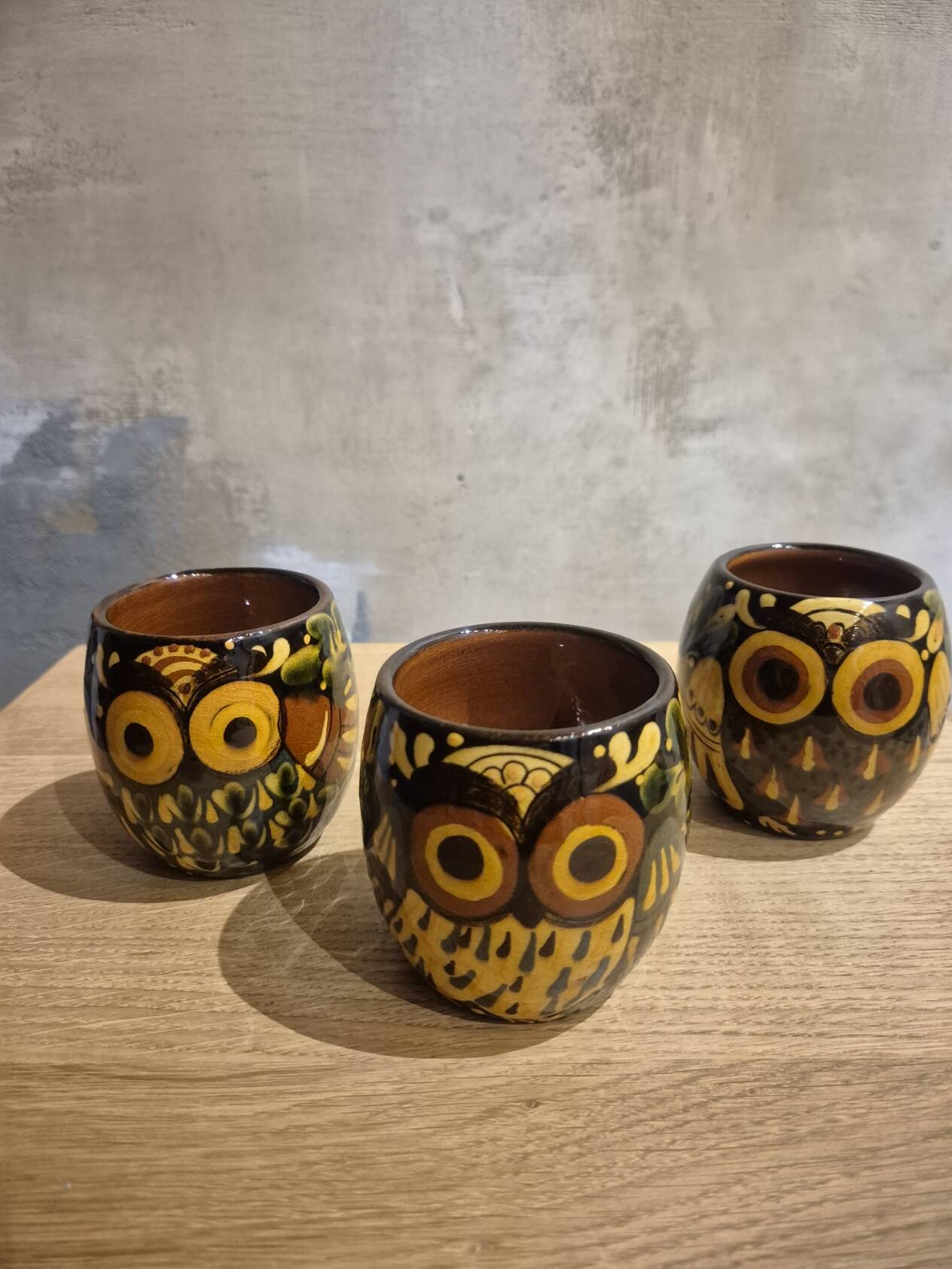 Vintage ceramic owl service signed Reber, 1960