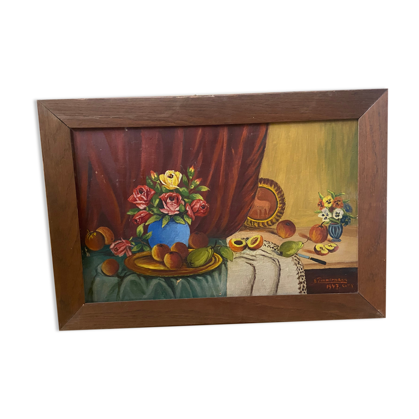 Tableau huile sur bois des années 50