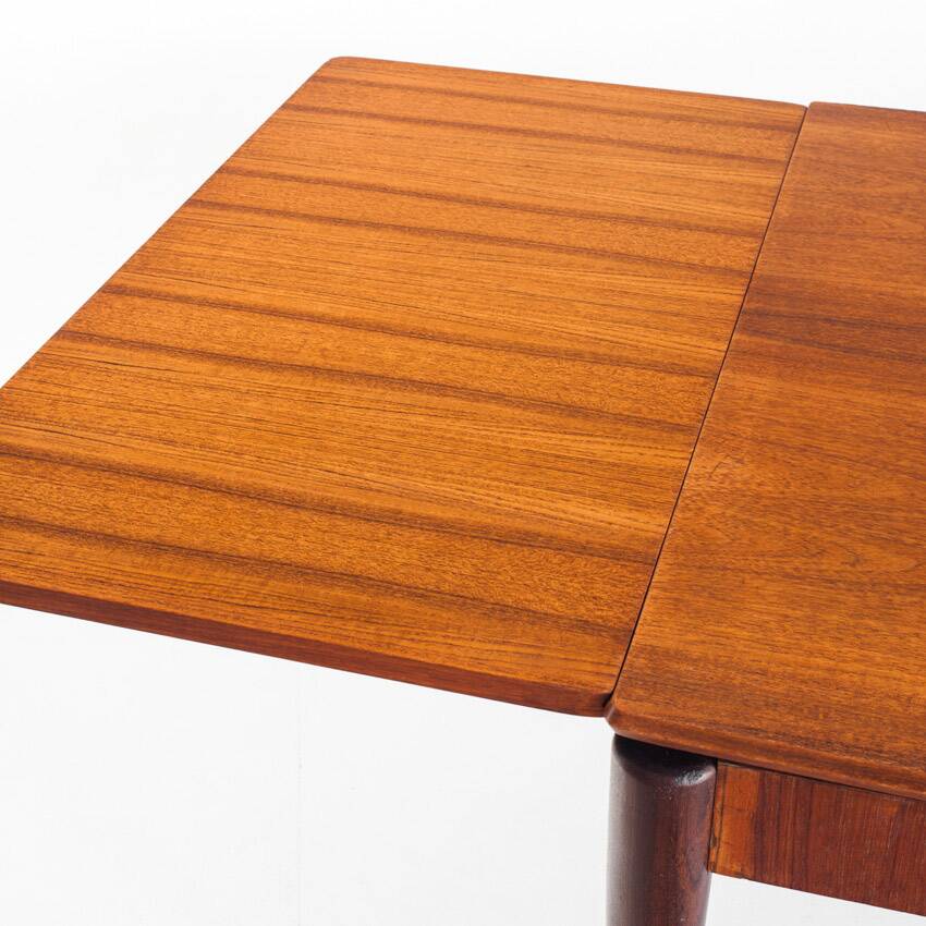 Scandinavian style teak table with two extensions. Vintage. France, 1960s