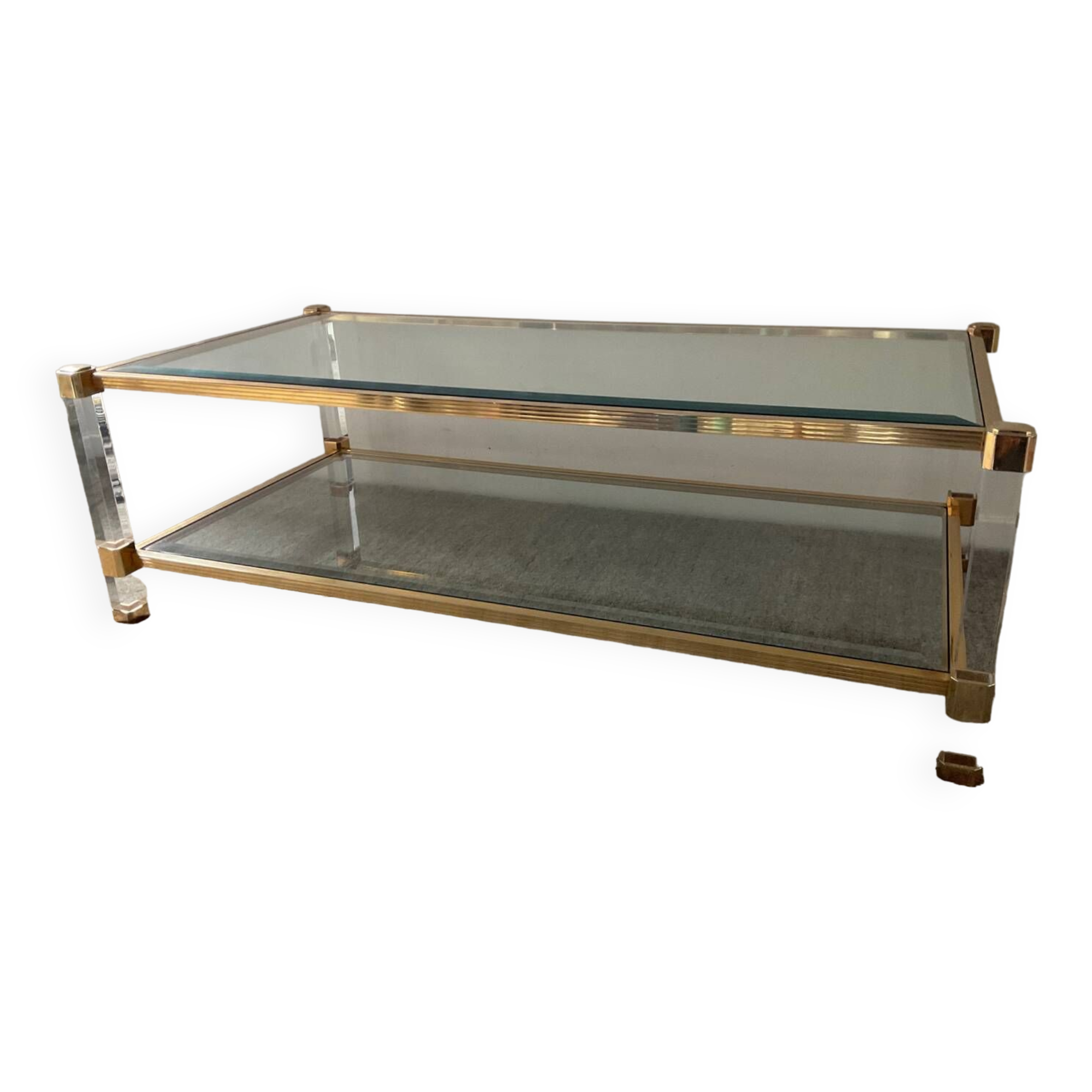 Vintage lucite and brass coffee table from the 70s