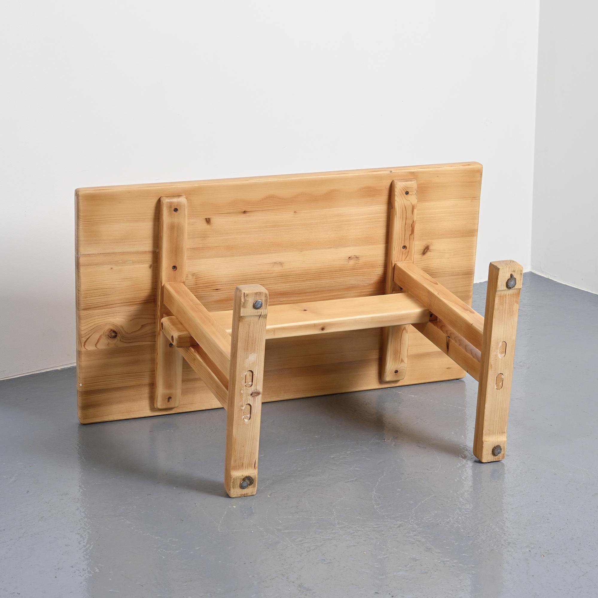 Solid pine table, Les Arcs, France.