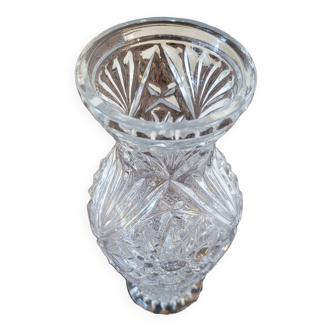Vase en verre transparent ciselé vintage