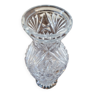 Vintage chiseled transparent glass vase